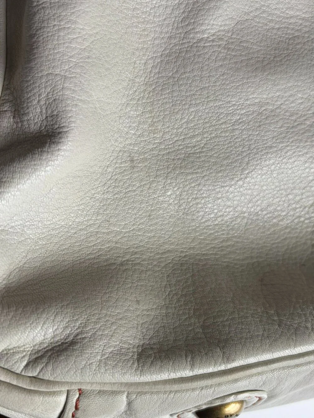 Marc by Marc Jacobs Cream Leather Turnlock Bag Antique Brass Y2K